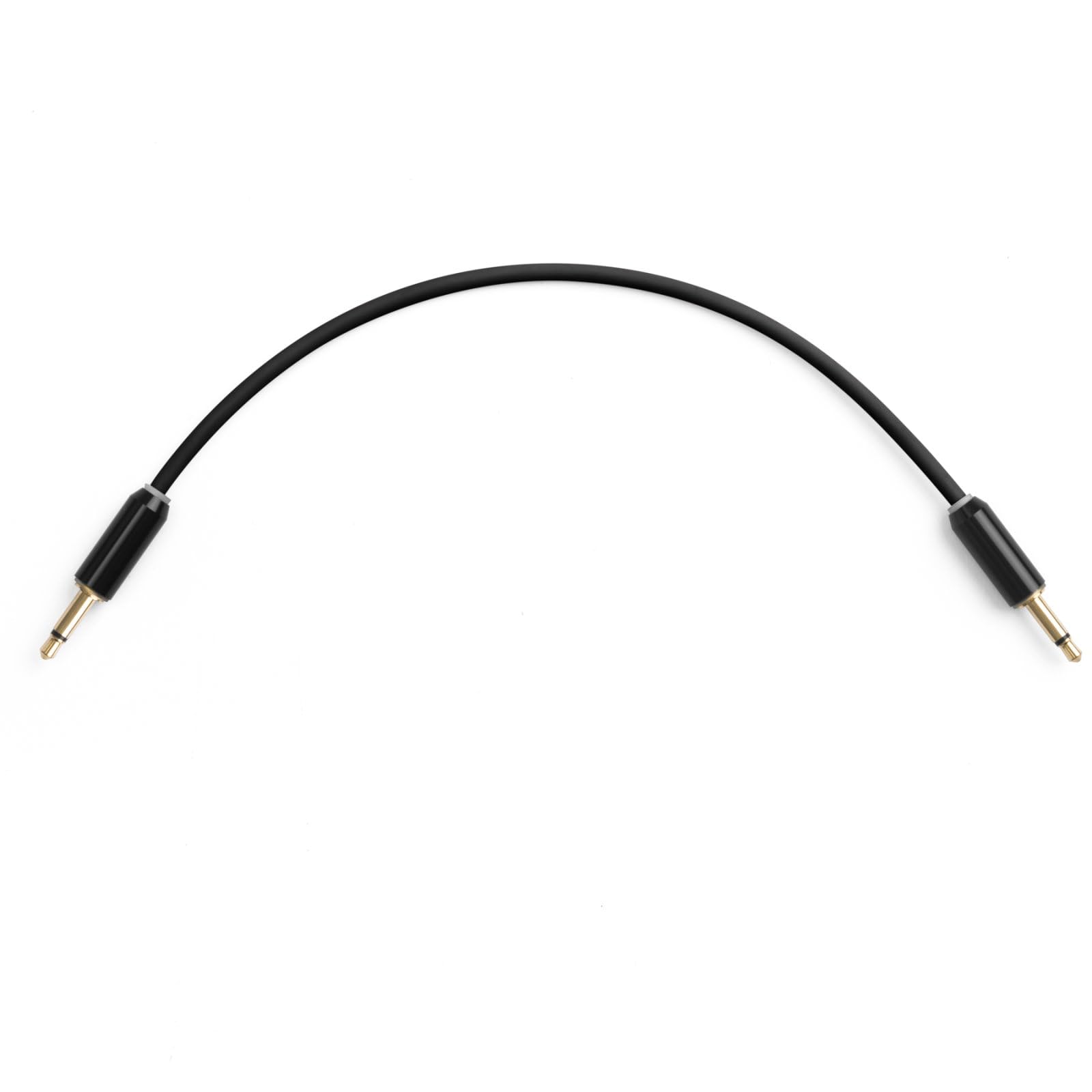 MyVolts Candycords Halo LED patch cables 2-pack, straight mini mono jack to straight mini mono jack, 15cm, Liquorice Black