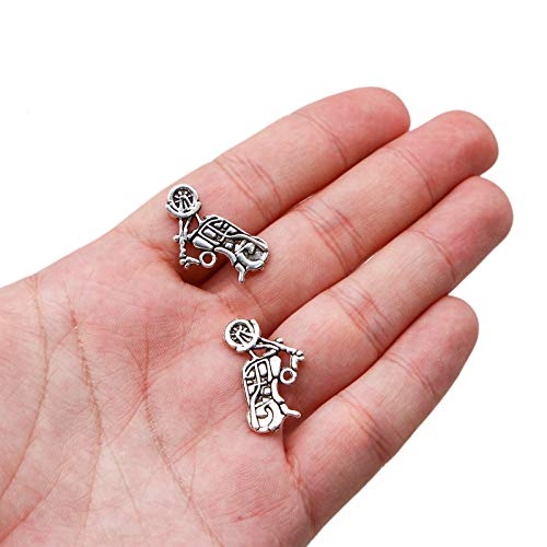 WSSROGY 100Pcs Silver Tone Motorcycle Charms Pendants DIY for Jewelry Pendants Necklace Making - Thumbnail 5