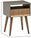 Amazon Brand – Rivet Mid-Century Modern Lacquer Side End Table Nightstand, Grey and Walnut