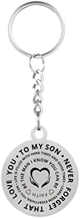 Inspirational Love Birthday Gift to My Son Never Forget That I Love You Stainless Steel Dog Tag Pendant Necklace Keychain Be The Man