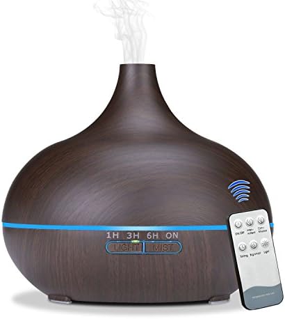 SEKwayRemote Control Essential Oil Diffuser - 550 mL Wood Grain Ultrasonic Aroma Cool Mist Humidifier with 7 Color Light Changing and 4 Timer Settings for Office Home Bedroom Baby Room