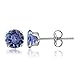 Bria Lou 14k White Gold Natural Tanzanite Gemstone 5mm Round-Cut Solitaire Stud Earrings (1.00ct TGW)