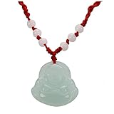 SODIAL(R) Red String Green Faux Jade Buddha Pendant Jewelry Necklace
