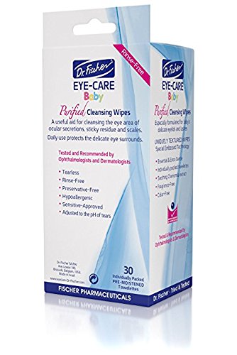 Purified, Non Irritating, Tear Free, Hypoallergenic & Sensitive Approved Baby Eyelid Wipes by Dr. Fischer - Pre-moistened, Rinse Free and Pediatrician Recommended (6)
