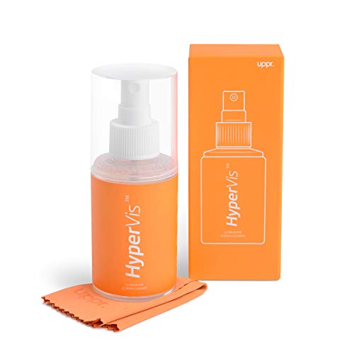 UPPERCASE HyperVis Screen Cleaner Spray Kit 3.4 oz with Premium Microfiber Cloth and Organizer Cap for LED & LCD TV, Computer Monitor, iPad and MacBook Screen, Kindle, Eyeglass, Smartphone Cleaning