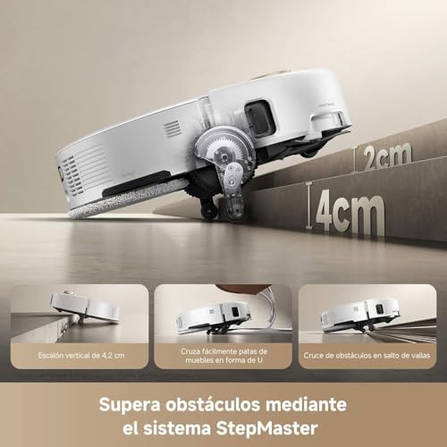 V50 Ultra Complete Robot Aspirador e esfregão de chão 24.000 Pa, esfregamento térmico com Sistema DuoSolution, navegação com elevação, ultrapassa obstáculos até 6 cm, branco