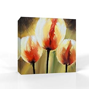 Canvas Wall Art Elegant Red Flowers Pictures Home Wall Decorations for Bedroom Living Room Paintings Canvas Prints Framed - 12x12 inches