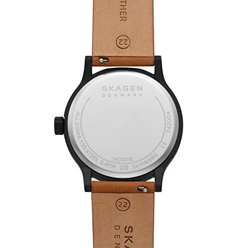 Skagen-Mens-Stainless-Steel-Quartz-Watch-with-Leather-Strap-Brown-20-Model-SKW6680