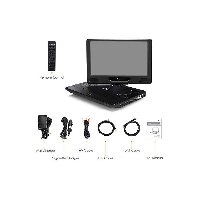 NAVISKAUTO 12 inch Portable Blu Ray DVD Player Support HDMI Out MP4