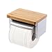 MEIBEI Toilet Paper Roll Holder with Shelf, Bathroom Tissue Holder Wall Mounted, Wall Roll Rack with Mobile Phone Storage