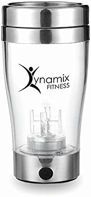 Electronic Protein Shaker Bottle by Dynamix Fitness, Stainless steel, Self Mixing Electric Travel Mug for Exercise, Sports, Outdoors, Camping – 14 fl oz (400mL)