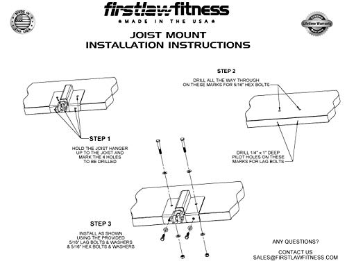 Firstlaw Fitness Joist Mount 120 - Heavy Punching Bag Hanger - for Heavy Bags up to 120 LBS - Made in The USA