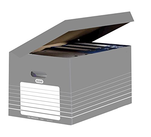 ELBA 400061159 Archivbox mit Klappdeckel tric 1 Stück zur Archivierung Ordnern aus Karton grau/weiß Transportbox Archivschachtel Umzugskarton