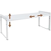 Expandable Cabinet Shelf13.8-26"(L), Stackable Kitchen Counter Shelf Organizer, Kitchen Spice Rack Pantry Shelf, Djustable Cu