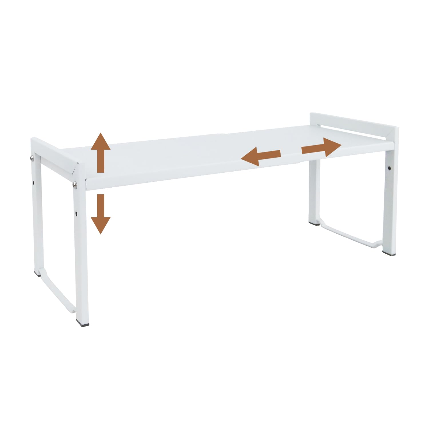 Goodsnetic Expandable Cabinet Shelf 13.8~26"(L), Stackable Kitchen Counter Organizer, 33LBS Heavy Duty Riser, Countertop Storage Pantry ， Durable Metal Sink Shelf (White L)