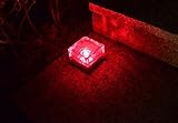 GCA Frosted Glass Solar Brick Paver Light with 1 LED ,Solar Power Ice Rock Clear Glass Brick Path and Garden LED Paver Light (Red)