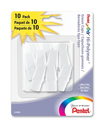 Pentel Arts Hi-Polymer White Cap Erasers, Pack of 10 (ZEH02PABP10)