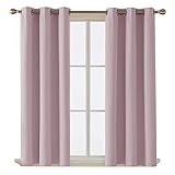Deconovo Room Darkening Thermal Insulated Blackout Grommet Window Curtain Panel for Living Room, Pinkish Lavender,42x63-inch,1 Panel
