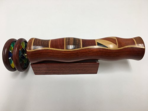 N & J Kaleidoscope in Padauk Wood, 5 1/2 Inch Barrel, Inlaid Teak, Ebony, and Jalneem, Double Jewled Wheels
