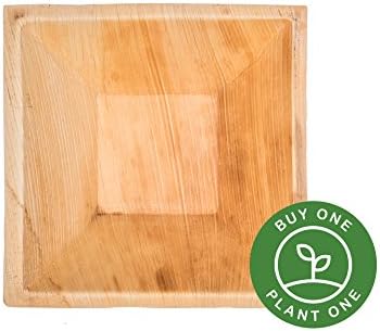 7" Square Palm Leaf Bowls - Pack of 25 - Disposable, Compostable, Natural, Tree Free, Sustainable, Eco-Friendly - Fancy Rustic Party Dinnerware and Utensils Like Wood, Bamboo