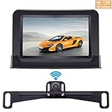 Emmako Backup Camera Wireless and 4.3'' Monitor System For Cars/SUVs/Mini Vans HD Color Night Vision IP68 Waterproof Rear/Front View Camera Guide Lines On/Off Reversing Use