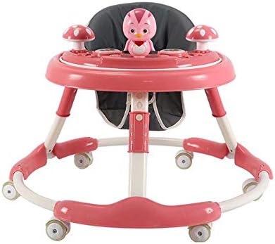 ベビーウォーカー幼児用折りたたみ式ウォーカー多機能ベビーゴーラウンドウォーカー ユニバーサルホイールウォーカー 高さ調節可能 音楽付き 25kgまで耐えられる 男の子と女の子用6 18ヶ月 ピンク Judcouncil Mn