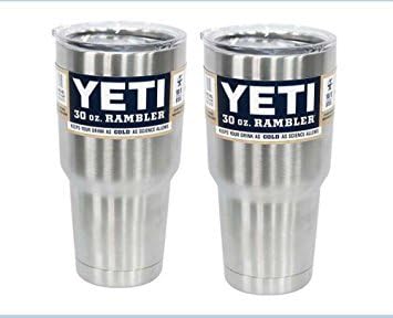2 Pack - YETI 30 Ounce Rambler Tumbler Stainless Steel Cup with Lid