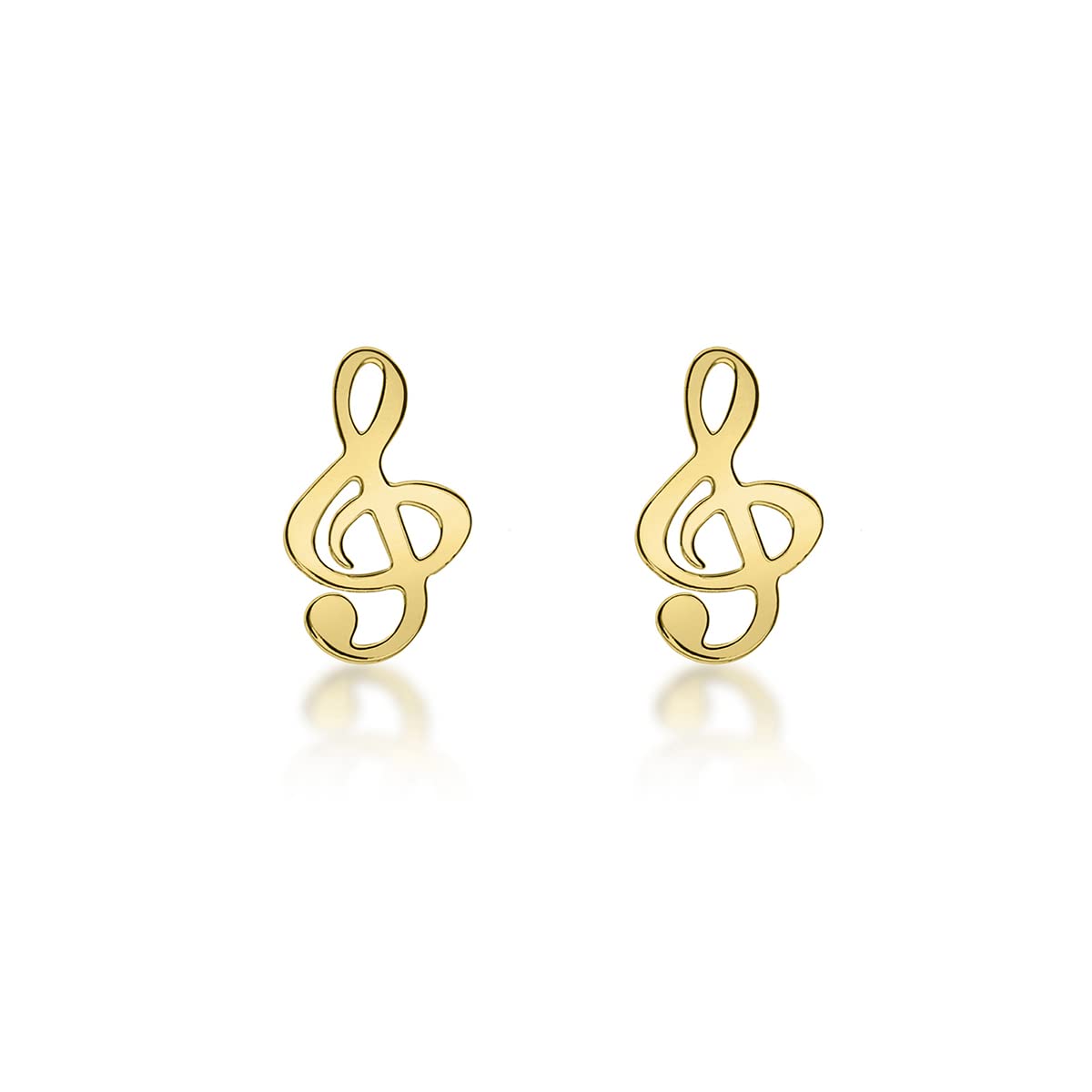 CARISSIMA Women's 9ct Yellow Gold Treble Clef Stud Earrings