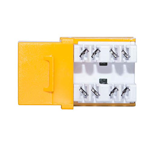 LINKOMM 25-Pack RJ45 Cat6 Slim Profile UTP Unshielded Keystone Jack with Punch-Down Palm Holder (Yellow)