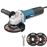 WESCO Smerigliatrice Angolare 750W a Velocità 11000RPM, Disco a 115mm con Impugn
