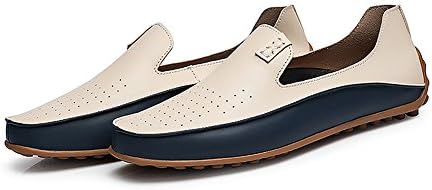 iLory Man's Casual Breathable Flat Shoes Comfortable Leather Loafers Driving Shoes Mocassins