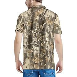 HUGS IDEA Withered Tree Leaves Polo Shirts for Men