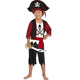 Boys Pirate Costume Children's Pirate Role Play Dress-up, Black, Size 7-9 Years