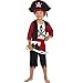 Boys Pirate Costume Children's Pirate Role Play Dress-up, Black, Size 7-9 Years