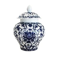 Ancient Chinese Style Blue and White Porcelain Helmet-shaped Temple Jar (Small size)