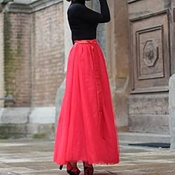 WDPL Women's Long Tutu Tulle Skirt A Line Floor