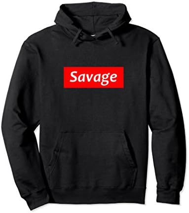 Unisex Savage Red Box Logo Hoodie Streetwear Clothes Hype Meme 2XL Black