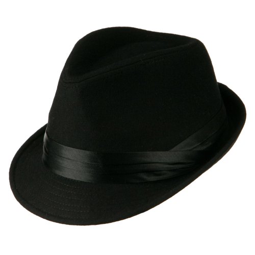 Fedora with Pleated Satin Band - Black OSFM
