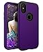 Compatible with iPhone X Case, iPhone Xs Case,SKYLMW [Heavy Duty] Three Layers Hybrid Rugged Shockproof Armor High Impact Defender Case Cover for Apple iPhone X 2017/XS 2018, Purple Black
