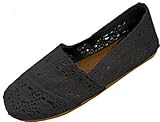 Womens Canvas Crochet Slip on Shoes Flats