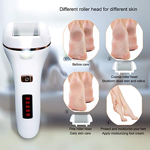 Bemece Electric Foot File, Rechargeable Foot Grinder, Electric Foot Callus Remover with Light, Professional Feet Care for Dry and Dead Skin