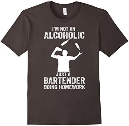 Men's Bartender T-Shirt - I'm not an alcoholic, just a Bartender Large Asphalt