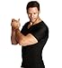 Insta Slim Men’s Slimming Compression Fitted Short Sleeve V-Neck T-Shirt for Working Out, Gym, Special Occasions, Back Support, Everyday Wear (Black-Small) (Made in The USA)