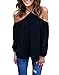 Vemvan Womens Off The Shoulder Blouse Spaghetti Halter Long Sleeve Shirt Sexy Tops Black