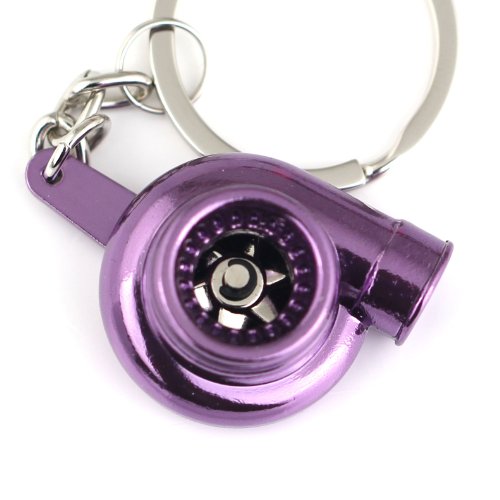 Maycom Creative Spinning New Turbo Turbocharger Keychain Key Chain Ring Keyring Keyfob (Anodized Purple)