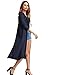 Verdusa Women's Long Sleeve Open Front Long Maxi Cardigan Longline Duster Coat Dark Blue L