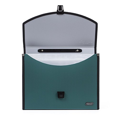 Expandable Portable Hand-Held Accordion File Document Folder File Organizer A4 and Letter Size 13 Pockets Green