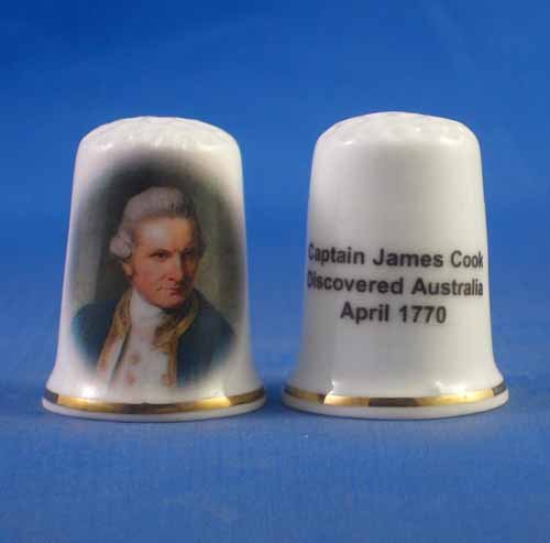 Porcelain China Collectable Thimble - Captain James Cook with Free Gift Box