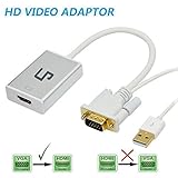 LP HD 1080p DVD VGA HDMI Cables(with USB Ports) for Gaming , Female to VGA Male Video Adapter Convertor with Audio White