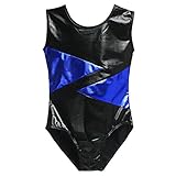 Arshiner Girl's Slim Solid Camisole Gymnastics Sleeveless Leotard,Size 160,Blue